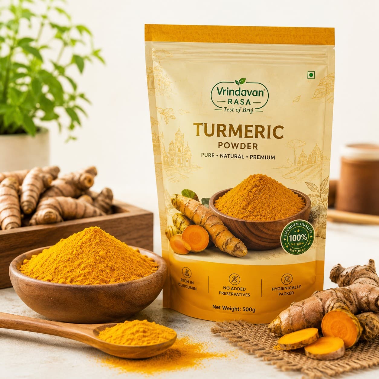 Vrindavan Rasa Premium Turmeric Powder (Haldi) 100g