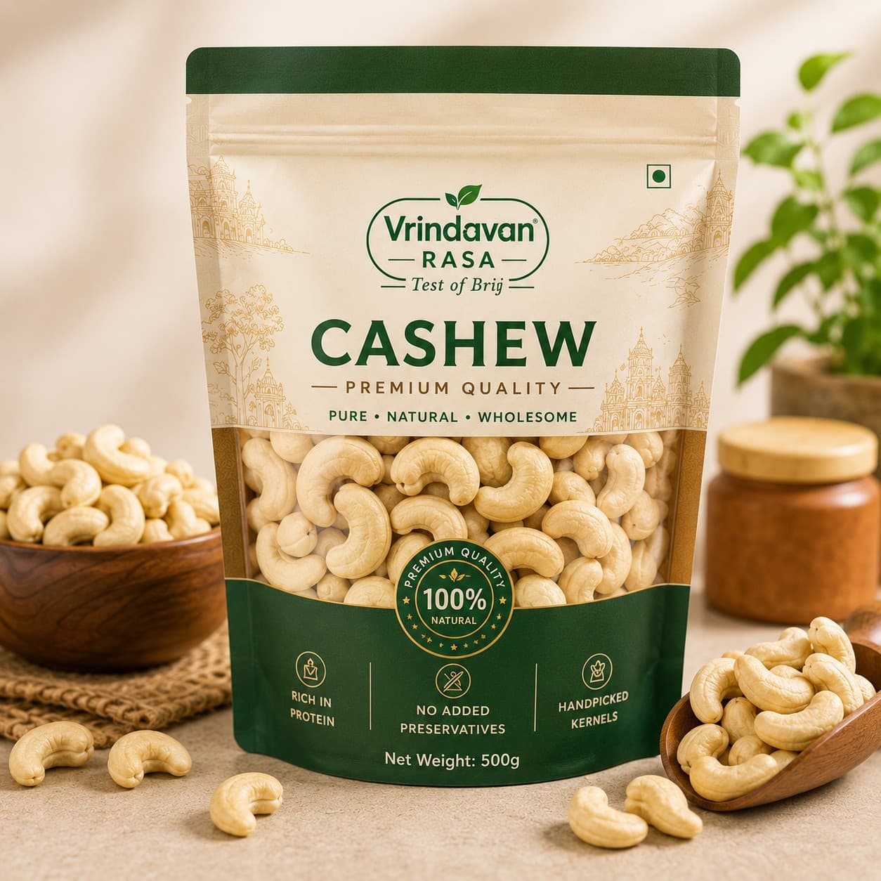 Vrindavan Rasa Premium Cashew Nuts (Kaju) 250g (Pack Of 1)